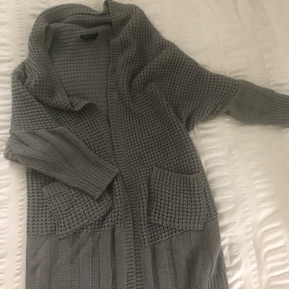 BCBG Long Gray Cardigan Sweater
